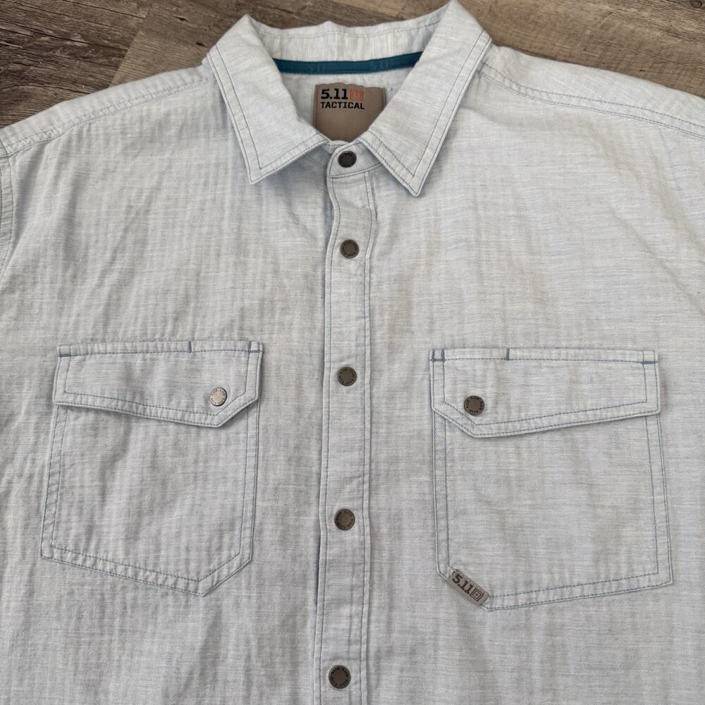 5.11 Tactical Snap Front Shirt Mens XL Blue Short Sleeve Cotton Pockets